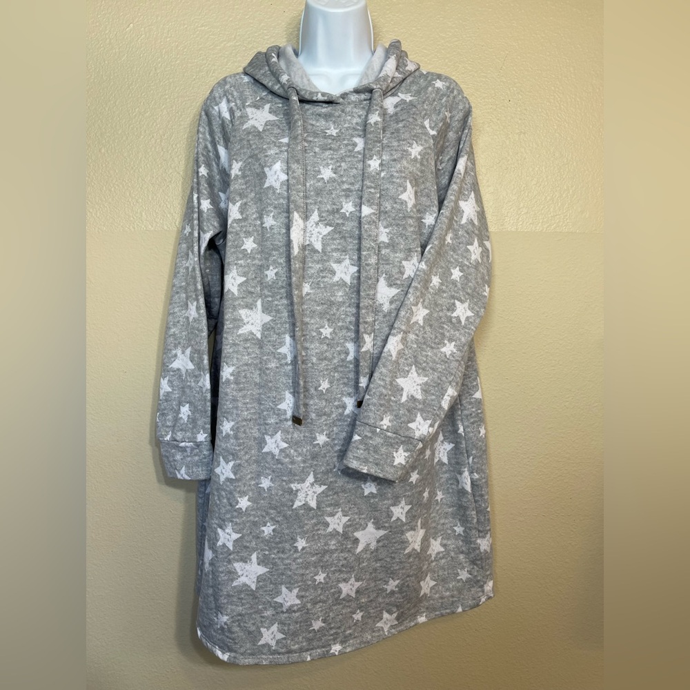 Juniors XXL 19 Gray Star Print Hoodie dress robe
